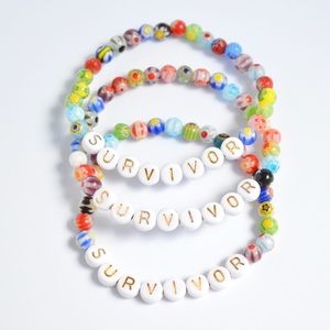 "Survivor" Adult Child Millefiori Beaded Bracelet